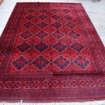 6x9 Afghan Bukhara Rug, Handmade Large Oriental Area Rugs, Afghan Red Blue 6x10 ft Pair rugs for bedroom, living room carpet, Soft Wool Rug.