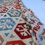 6x9 ft Afghan kilim rug, Large beige flatweave natural wool rug kilim, Living room bedroom, Colorful dining room dorm rug, Turkish geometric kilim.